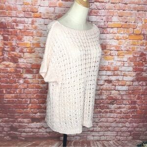 M Made in Italy Blush Pink Short Sleeved Open Weave Sweater